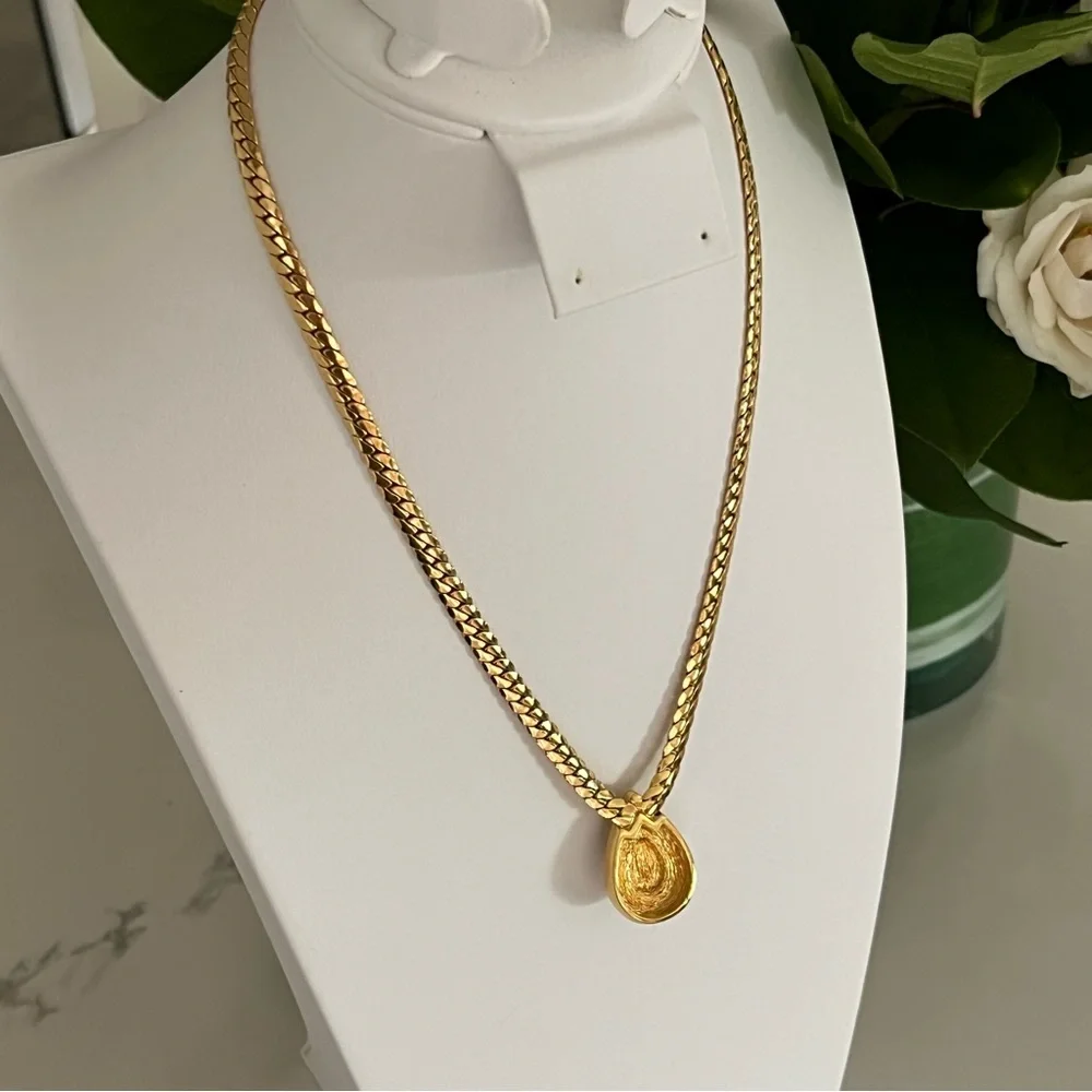 Christian Dior Necklace Gold Plate Pearl Oval Crystals Teardrop Designer Vintage - Picture 13 of 17